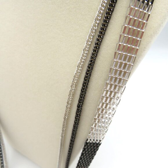 Avon Lolita Necklace Multilayer Mesh Chain Black Silver 28" Signature Collection - Picture 5 of 7